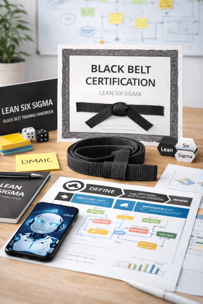 Support de formation Black Belt Lean Six Sigma CoLean avec certification, outils DMAIC et supports pédagogiques avancés